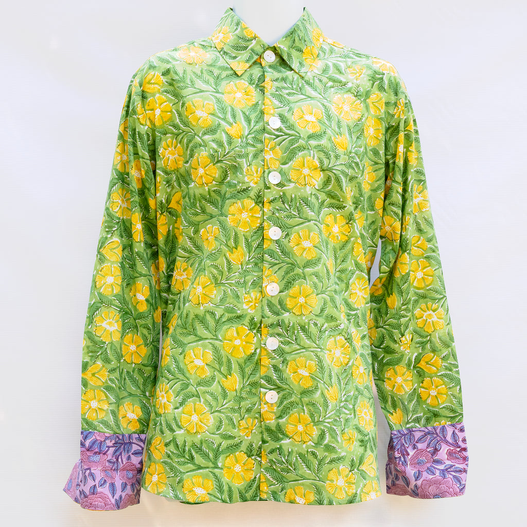 3  Yellow Florals on Green Hariyali Baag '25