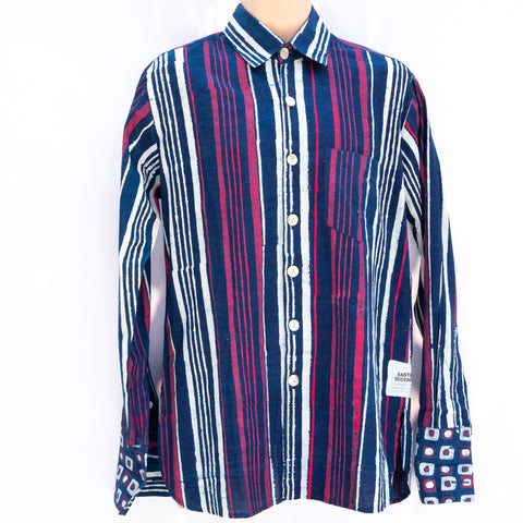 Shirting for Men - 12 Bagru Indigo and Magenta Stripe
