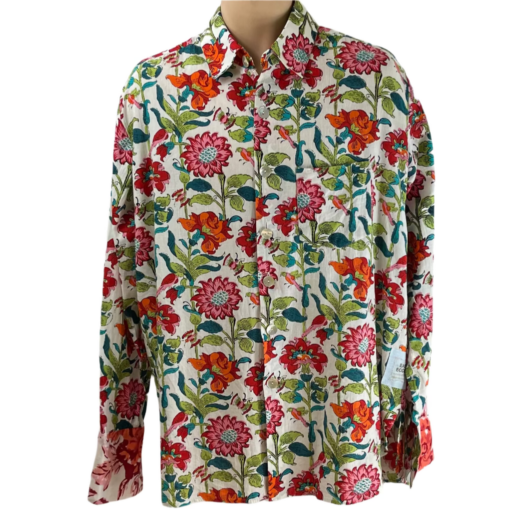 Shirting for Men - 1 Cerise Zinnia on white 2022