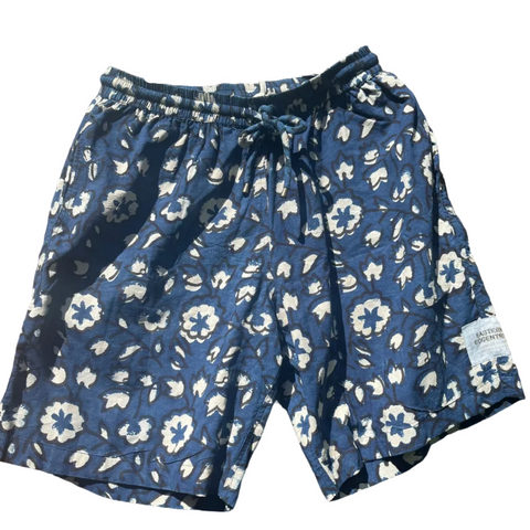 Men's Sporting Swimming Shorts - Bagru Indigo Flowers End of Line