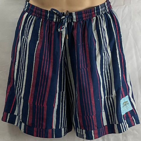 Men's Sporting Swimming Shorts - 12 Bagru Indigo and Magenta Stripe 2022