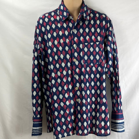 Shirting for Men - 15 Bagru Indigo White and Magenta diamonds 2022