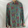 Shirting for Men -11 Ruby Hibiscus on teal 2022 End of Line