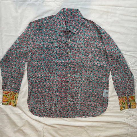 Shirting for Men -4 Rose Blossom on Teal 2022