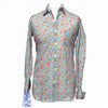 Shirting for Men -8 Pink and orange tulips  and daisies  on teal 2020 End of Line